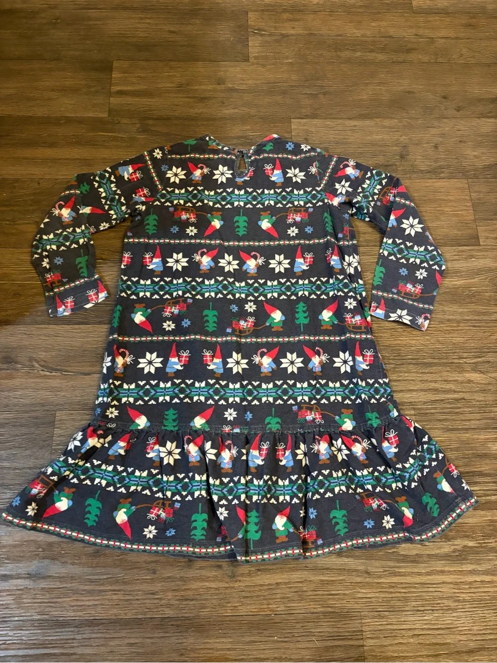 Hanna Andersson Girls Navy Christmas Gnome Nightgown Size 10